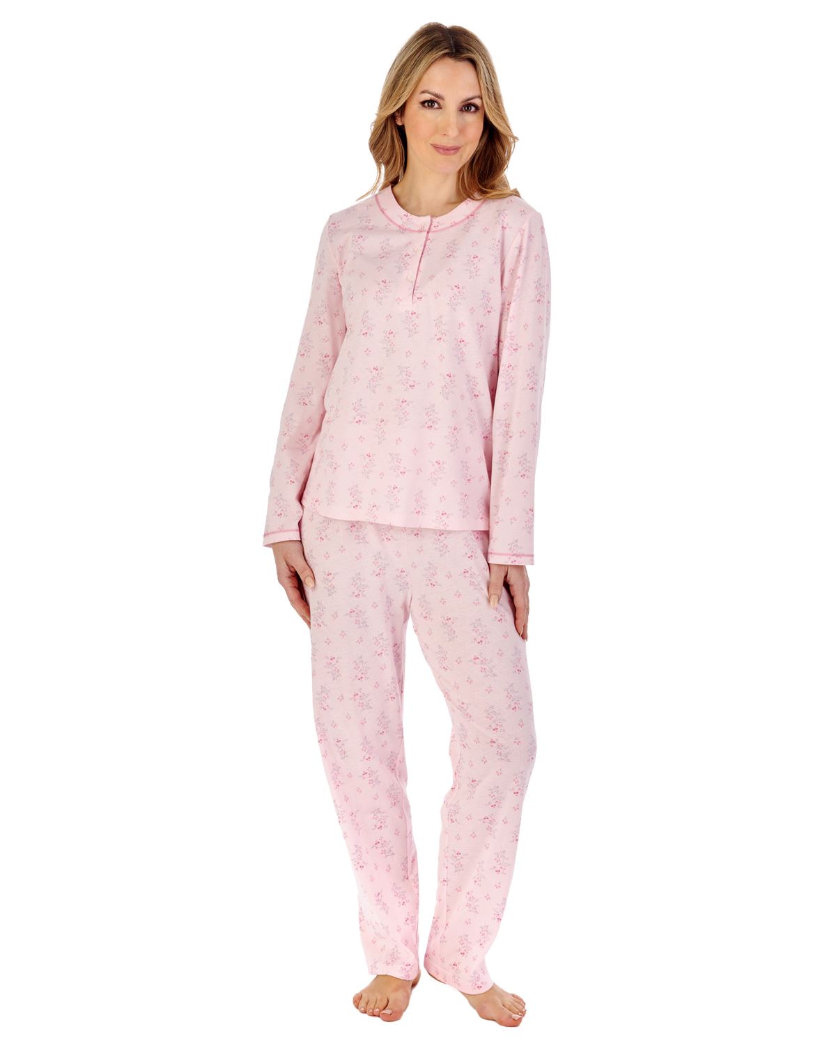 Slenderella Womens Trailing Floral Jersey Cotton Pyjamas