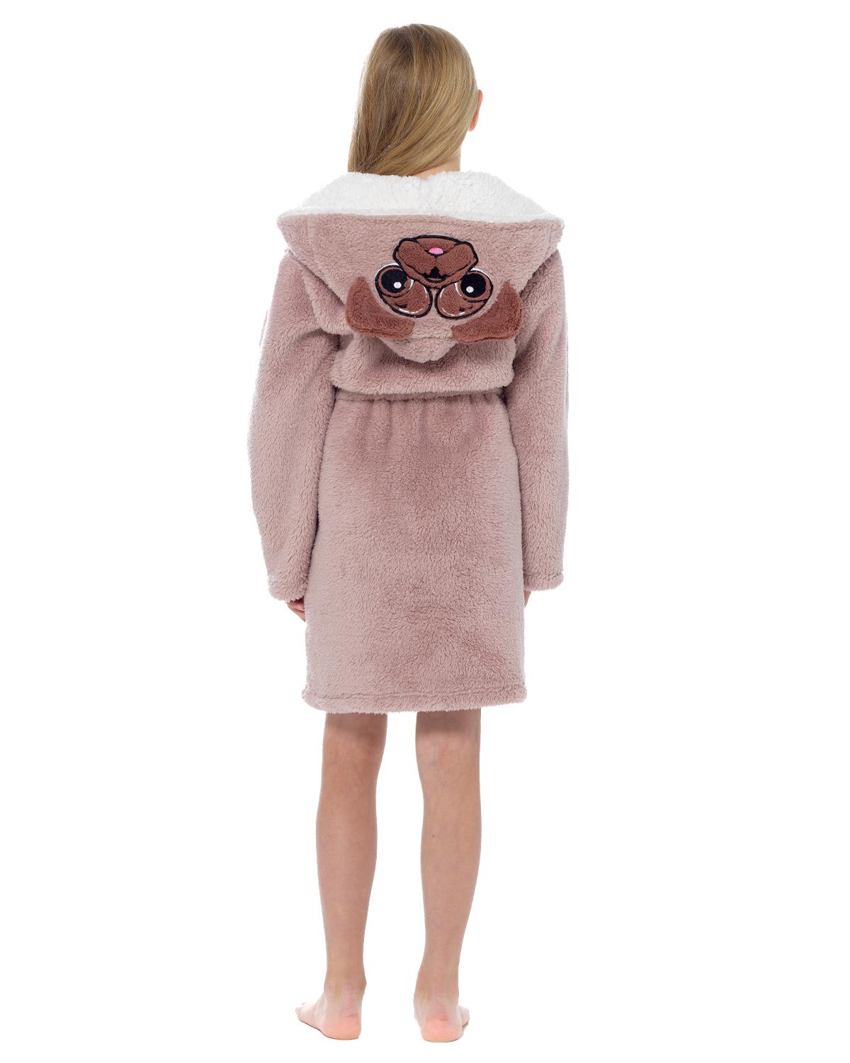 Slumber Hut Girls Shaggy Fleece Pug Dressing Gown