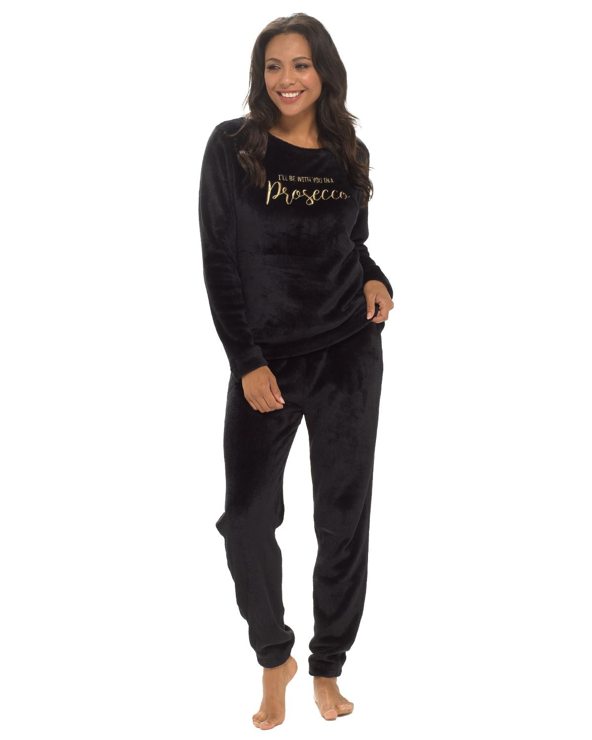 Slumber Hut Womens Drinks Slogan Fleece Pyjamas