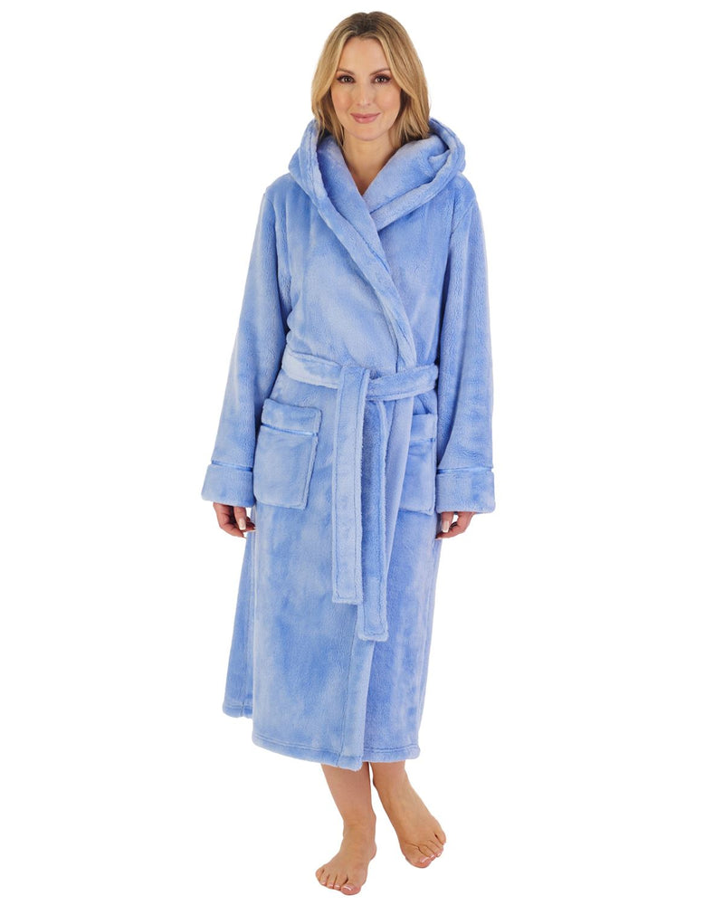 Slenderella Womens Luxury Flannel Fleece 46" Hooded Robe