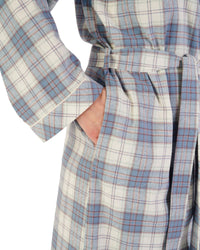 Slenderella Womens Brushed Cotton Check Kimono Robe