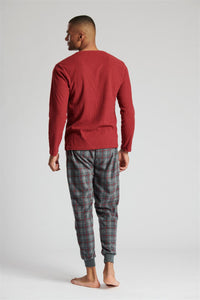 Loungeable Mens Burgundy Microfleece Pyjamas