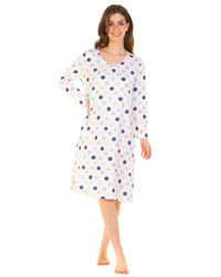 Sue Marks Womens Misty Dots Long Sleeve Nightie