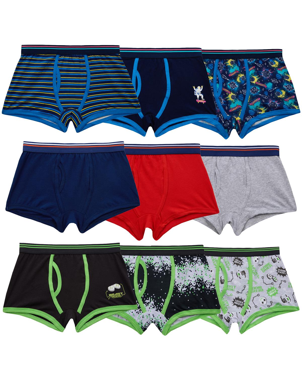 Boys 9 Pairs Multipack Cotton Boxers