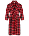 Walker Reid Mens Check Coral Fleece Dressing Gown