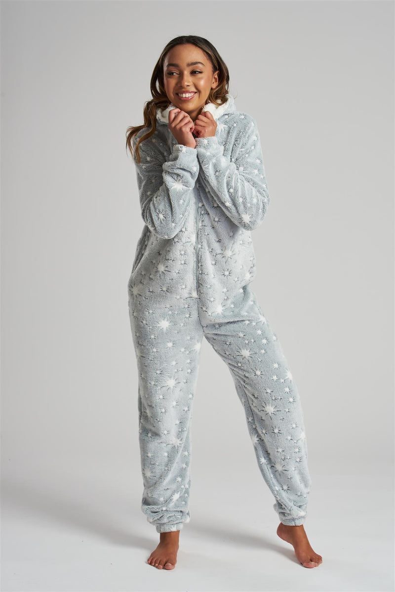 Loungeable Womens Grey Sparkle Star Onesie