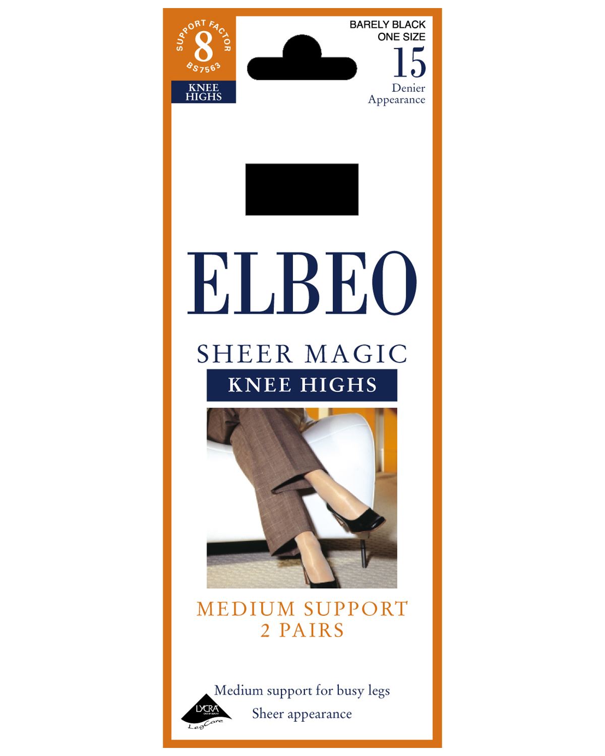 Elbeo Womens 2 Pack Sheer Magic Medium Support Knee Highs