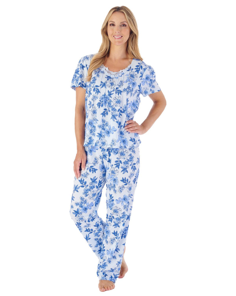 Slenderella Womens Floral Jersey Pyjamas