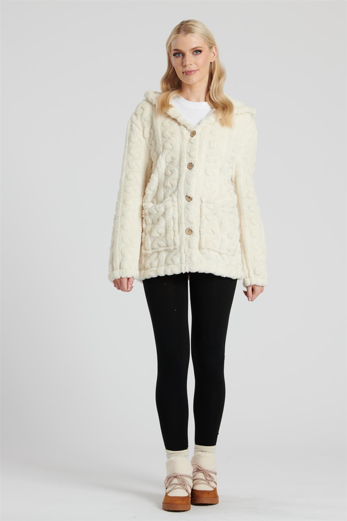 Pistachio Womens Cream Cable Cut Button Cardigan