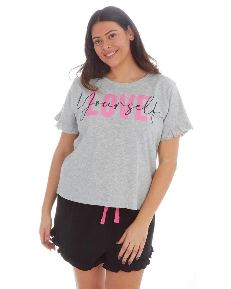 Forever Dreaming Plus Size 'Love Yourself' Short Pyjamas