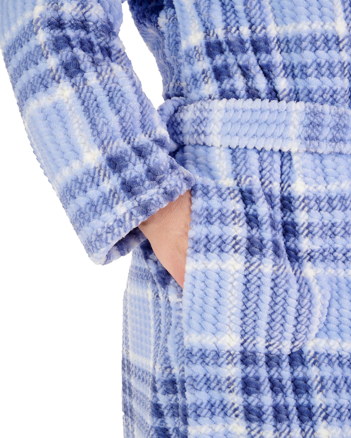 Slenderella Womens Waffle Fleece Check Print Dressing Gown