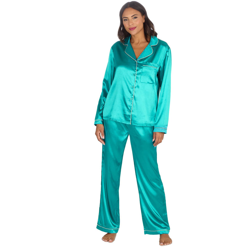 Slumber Party Womens Satin Long Pyjamas