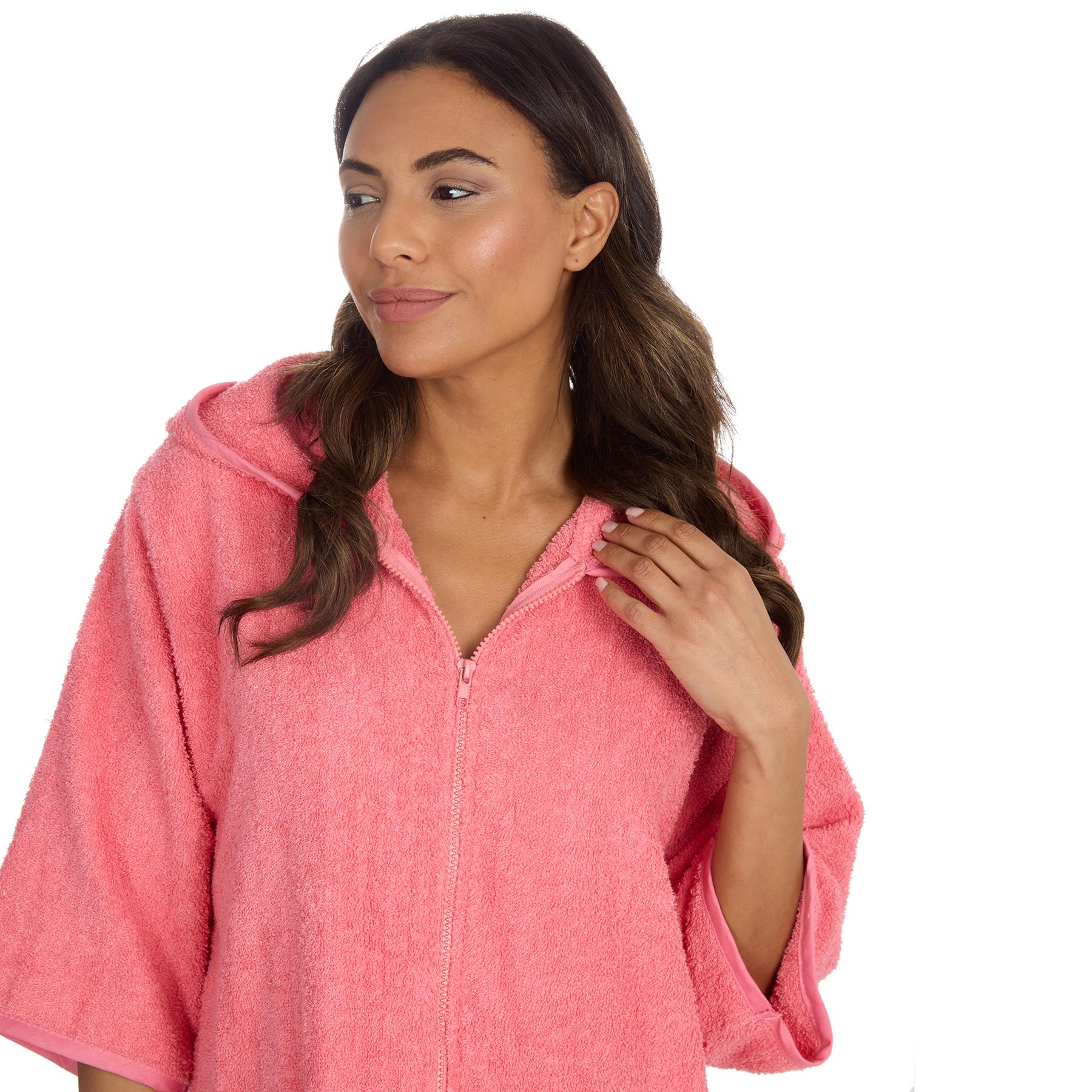 Forever Dreaming Womens Hooded Zip Towelling Bathrobe