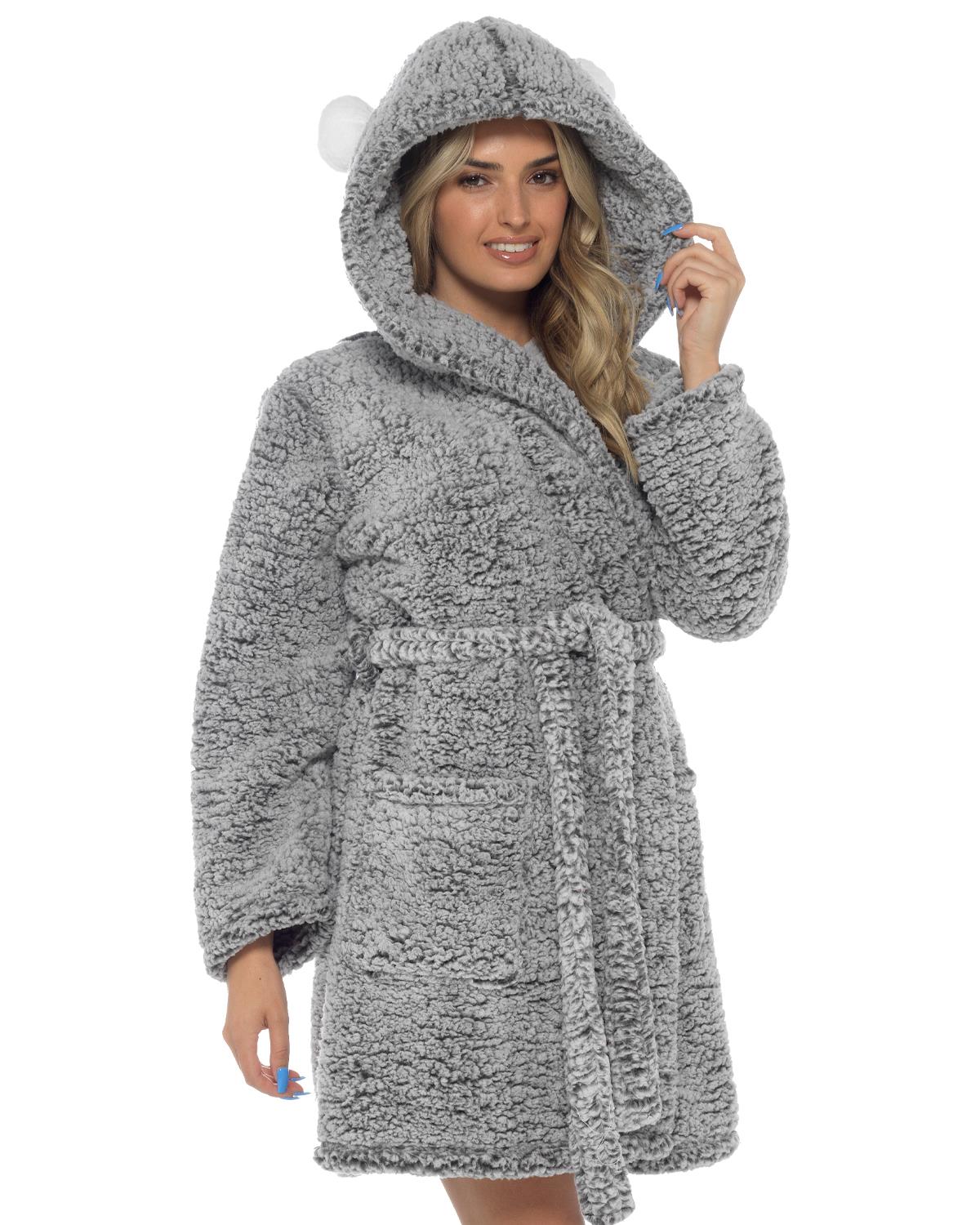 Undercover Womens Charcoal Sherpa Dressing Gown