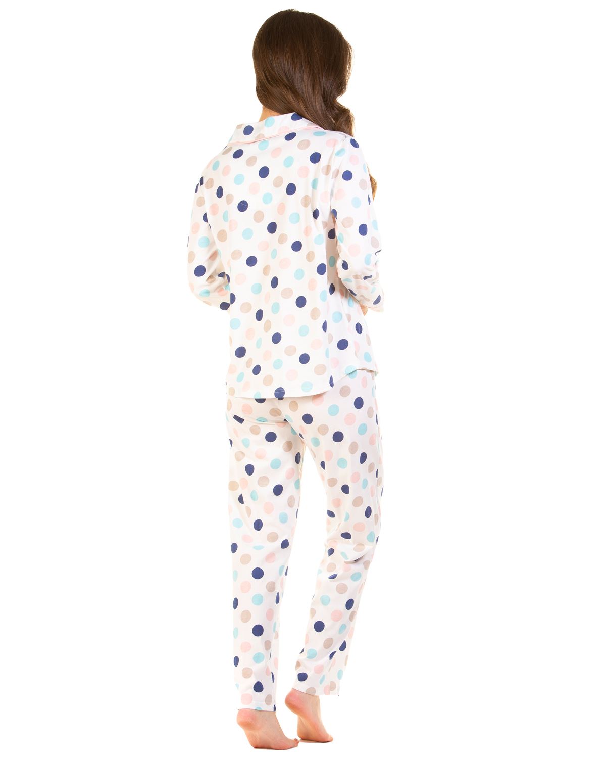 Sue Marks Womens Misty Dots Long Sleeve Button Pyjamas