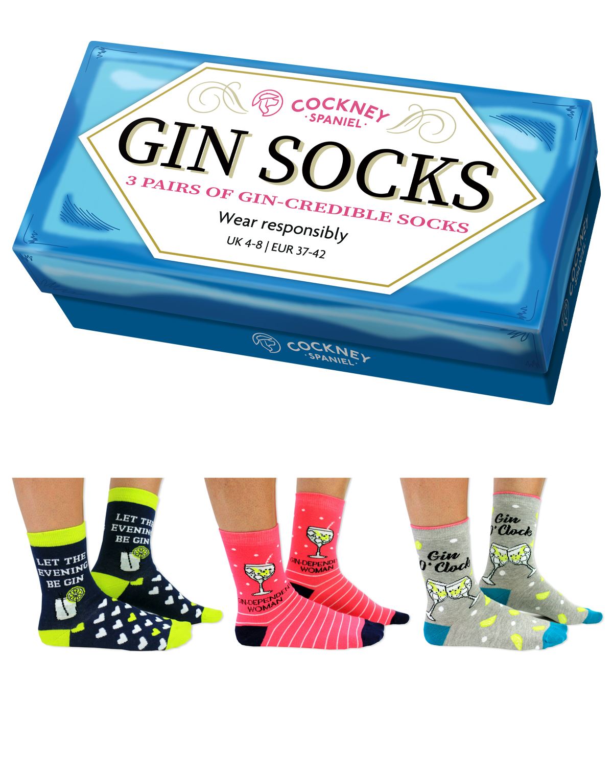 Cockney Spaniel Womens Gin Socks Gift Box