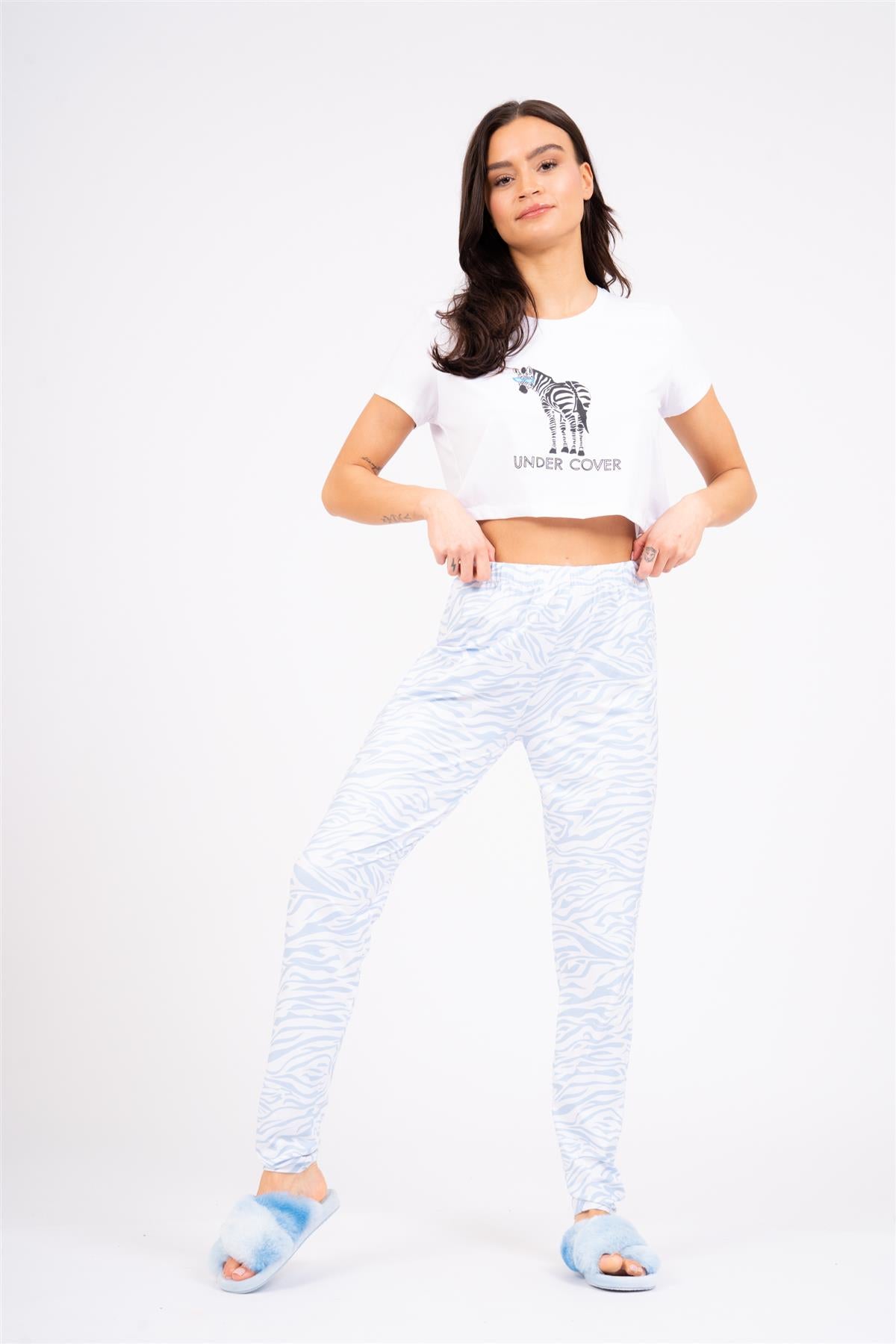 Loungeable Womens Blue Zebra Pyjamas