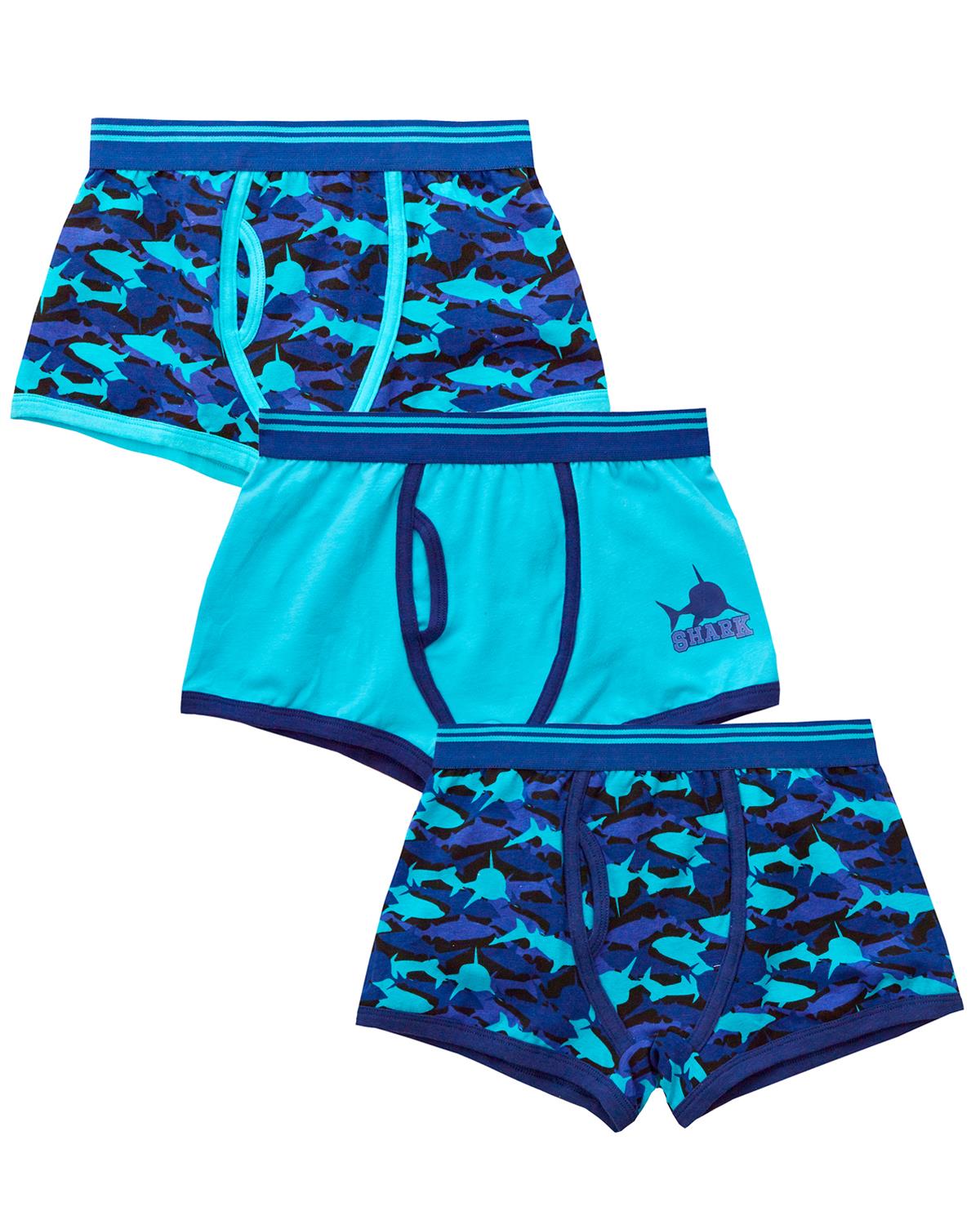 Boys 3 Pack Shark Print Boxers