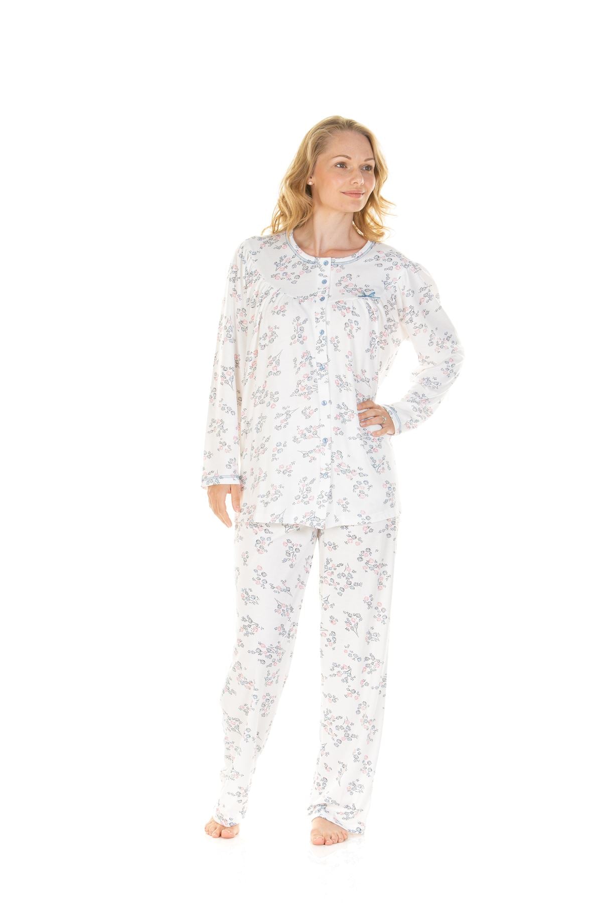 La Marquise Womens Floral Cuddleknit Jersey Pyjamas