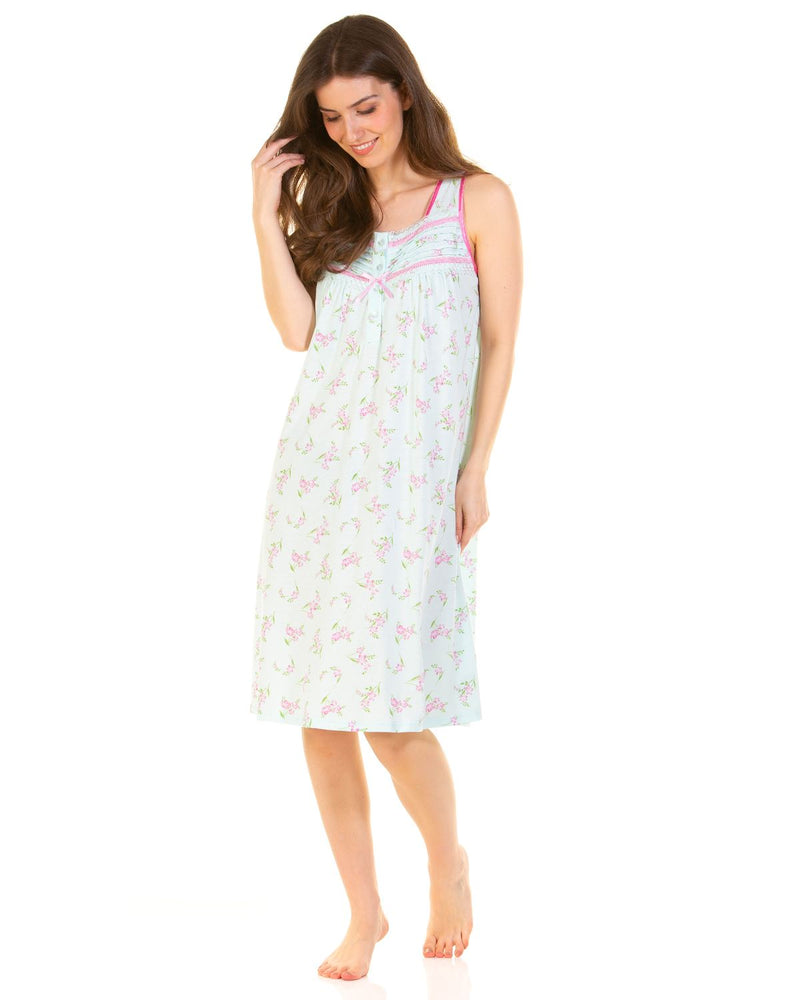 La Marquise Womens Primrose in Bloom Jersey Sleeveless Nightie