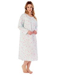 Slenderella Womens 100% Woven Cotton Long Sleeve Nightie