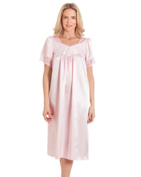 Lady Olga Womens Satin Short Sleeve Nightdress