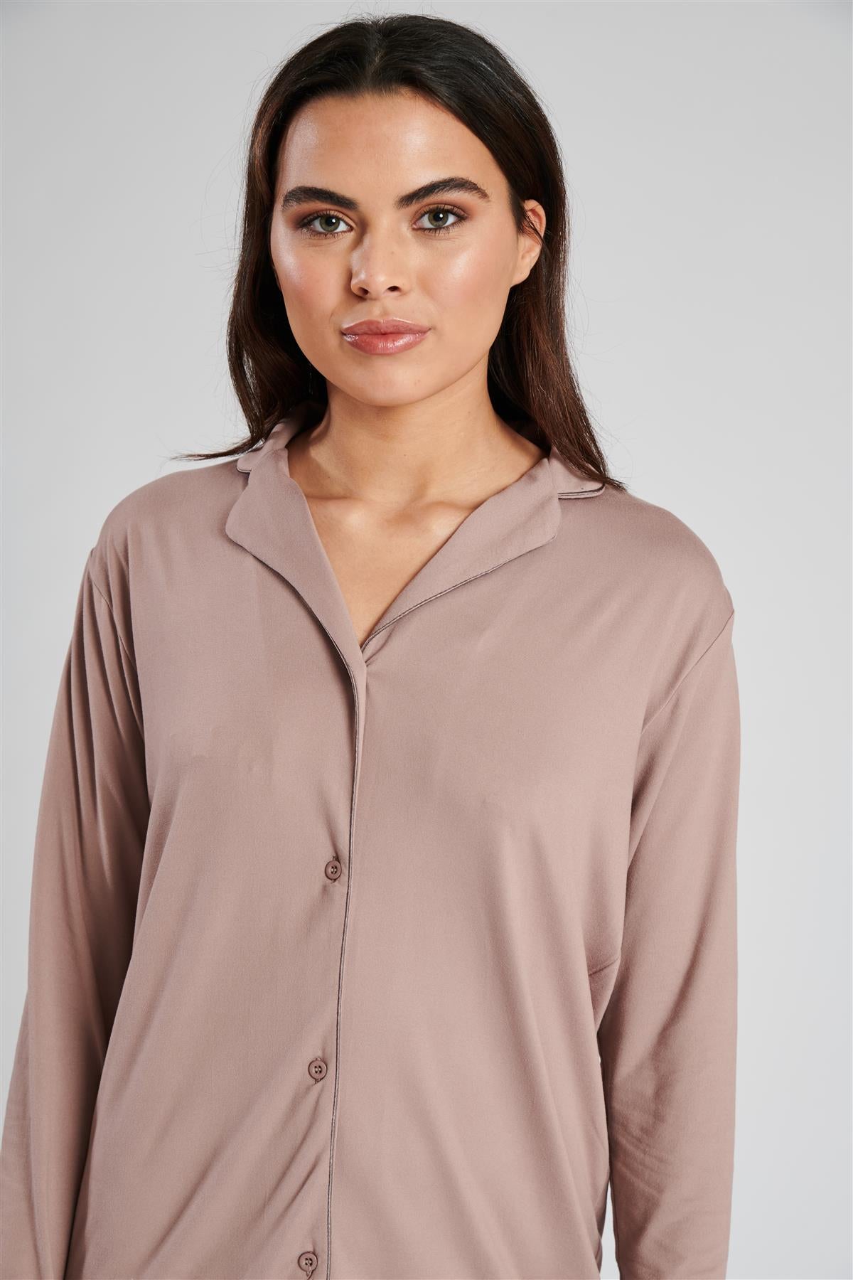 Loungeable Womens Mink Super Soft Button Nightshirt