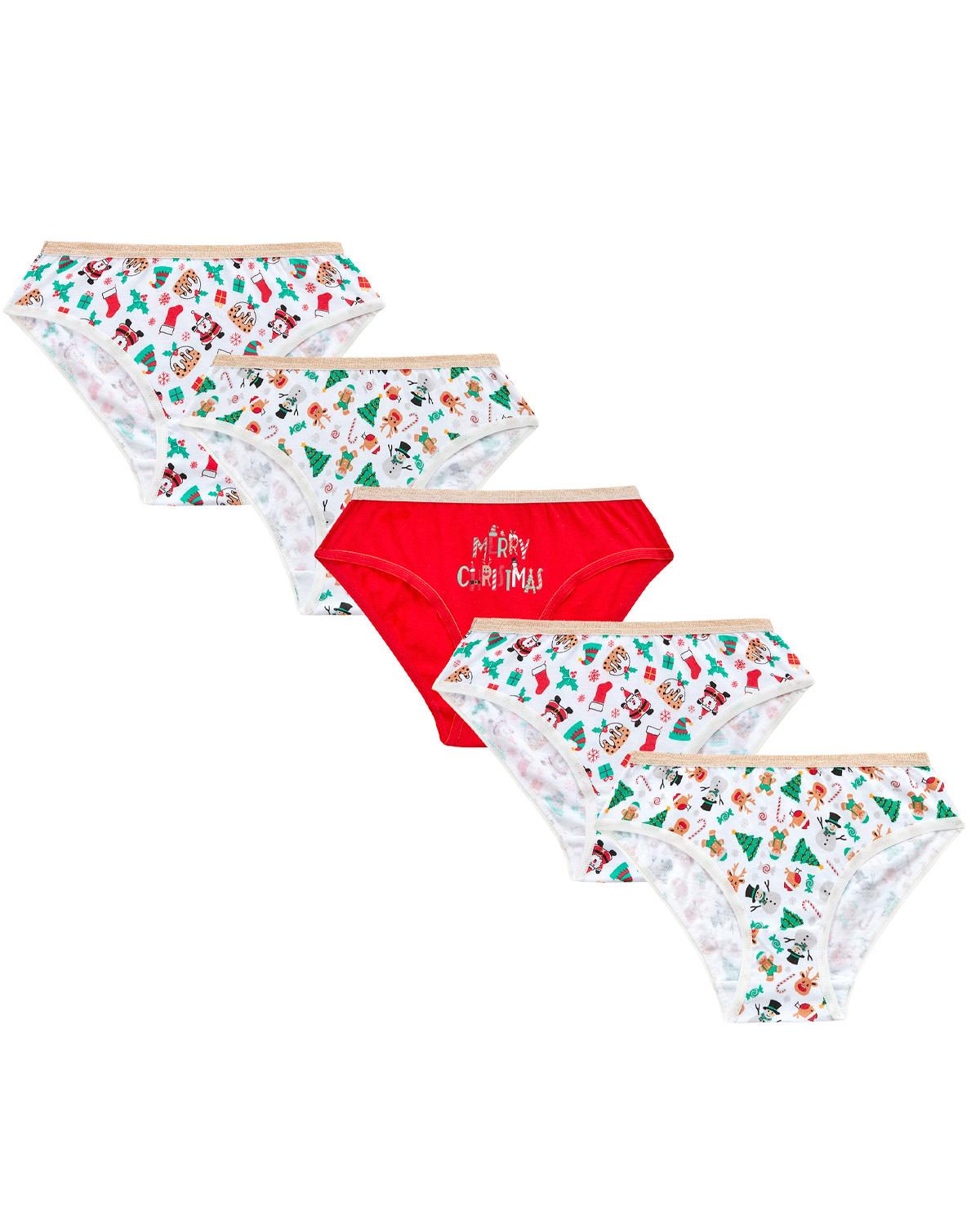 5 Pairs Girls Christmas Cotton Knickers