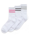 Womens 6 Pack White Glitter Stripe Sport Socks