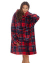 Huggable Womens Red Check Oversized Hoodie