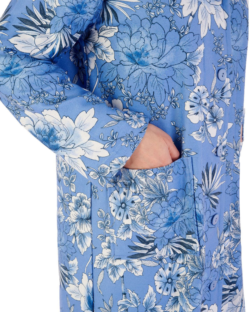 Slenderella Womens 46" Floral Bamboo Button Dressing Gown