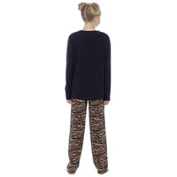 Foxbury Girls Black Tiger Jersey Pyjamas