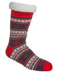 Mens Fairisle Sherpa Lined Slipper Socks