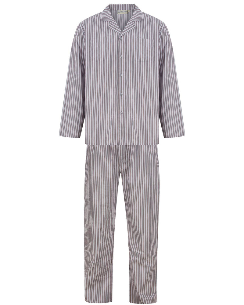 Walker Reid Mens Woven Cotton Stripe Tailored Pyjamas