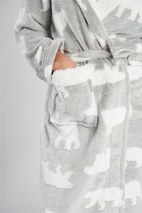 Loungeable Womens Grey Polar Bear Dressing Gown