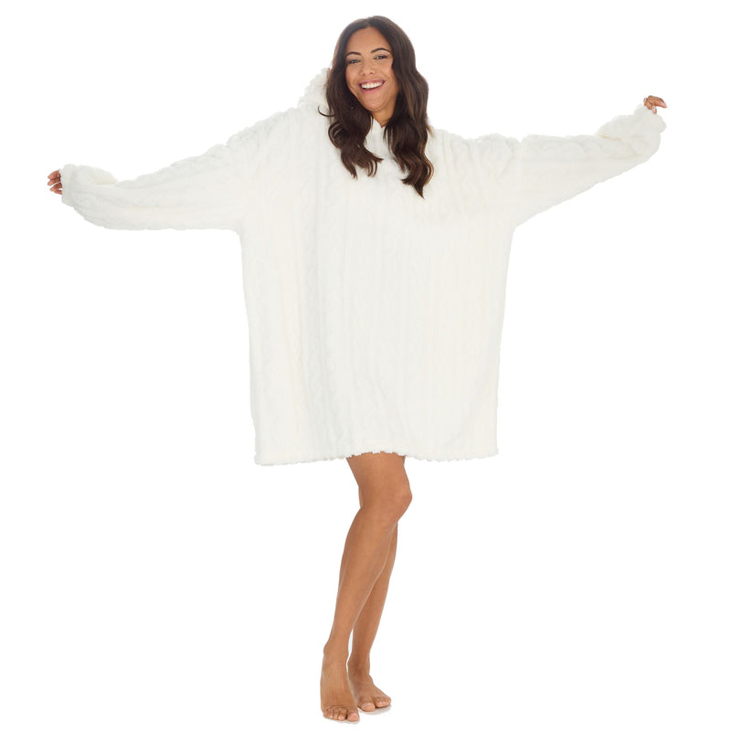 Huggable Womens Sherpa Cable Fleece Snuggle Hoodie