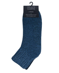 Wolf & Harte 2 Pairs Mens Fleece Lined Slipper Socks