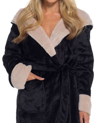 Slumber Hut Womens Sherpa Trim Fleece Dressing Gown