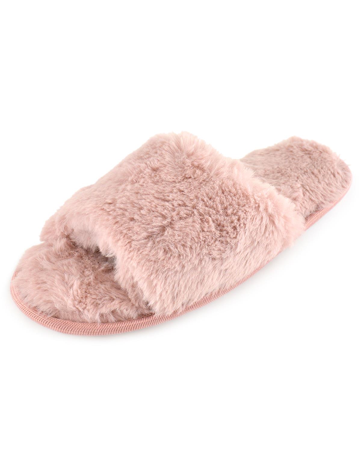 SlumberzzZ Womens Fluffy Open Toe Slippers