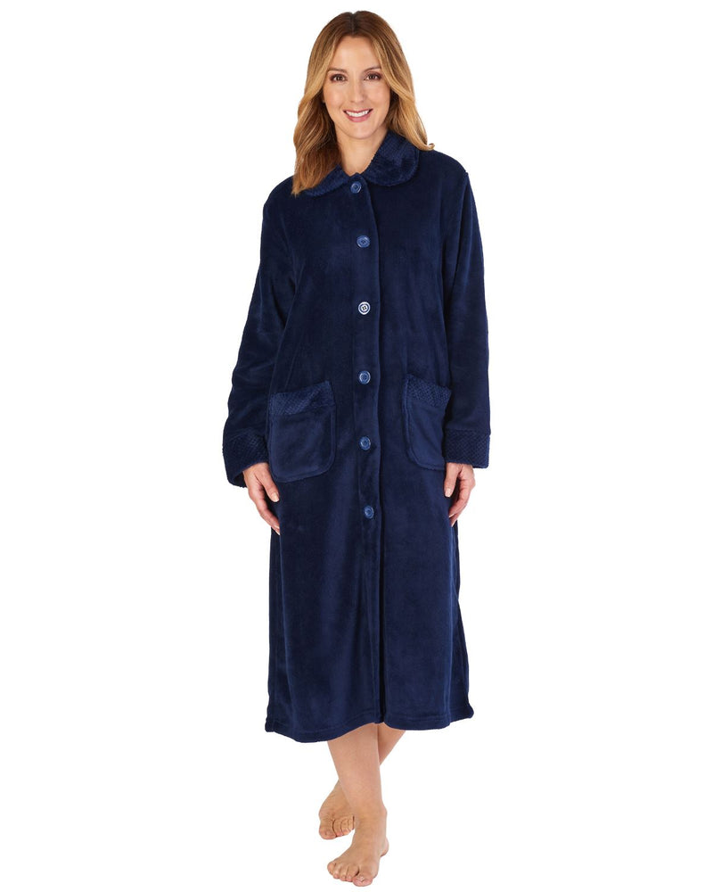 Slenderella Womens 46" Mini Waffle Button Dressing Gown