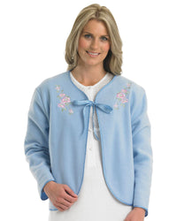 Slenderella Womens Polar Fleece Ribbon Tie Bed Jacket