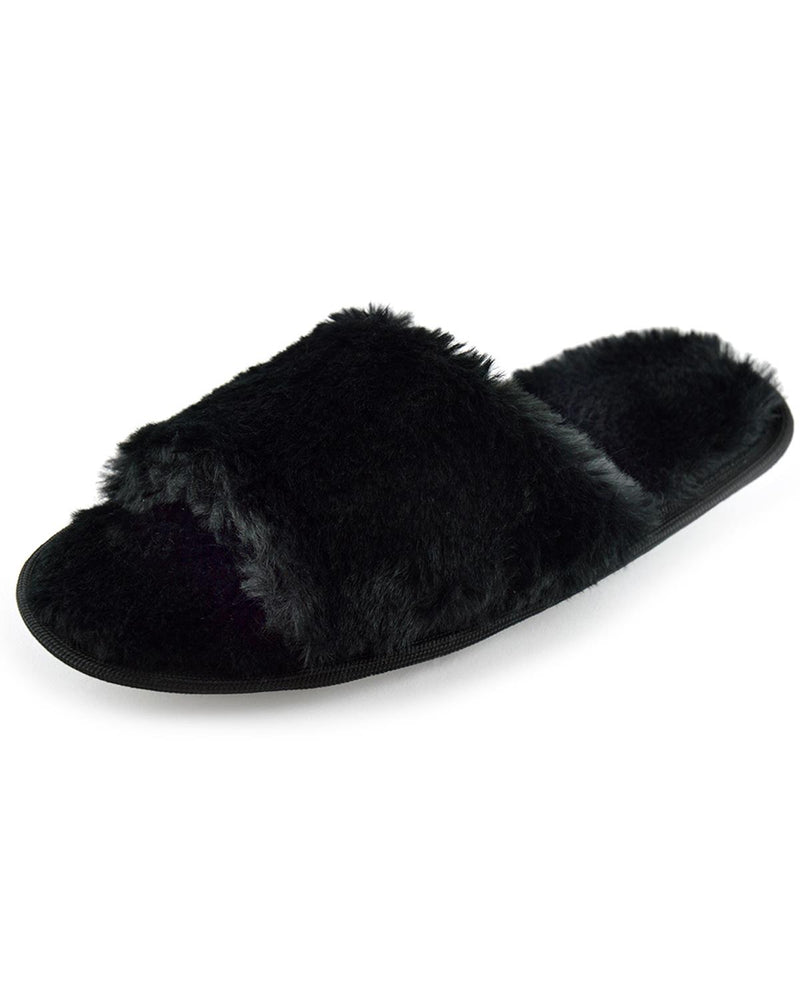 SlumberzzZ Womens Fluffy Open Toe Slippers