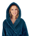 Slenderella Womens 46" Chevron Embossed Fleece Hooded Dressing Gown