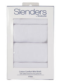 Slenders by Slenderella Womens 4 Pack Cotton Mini Brief