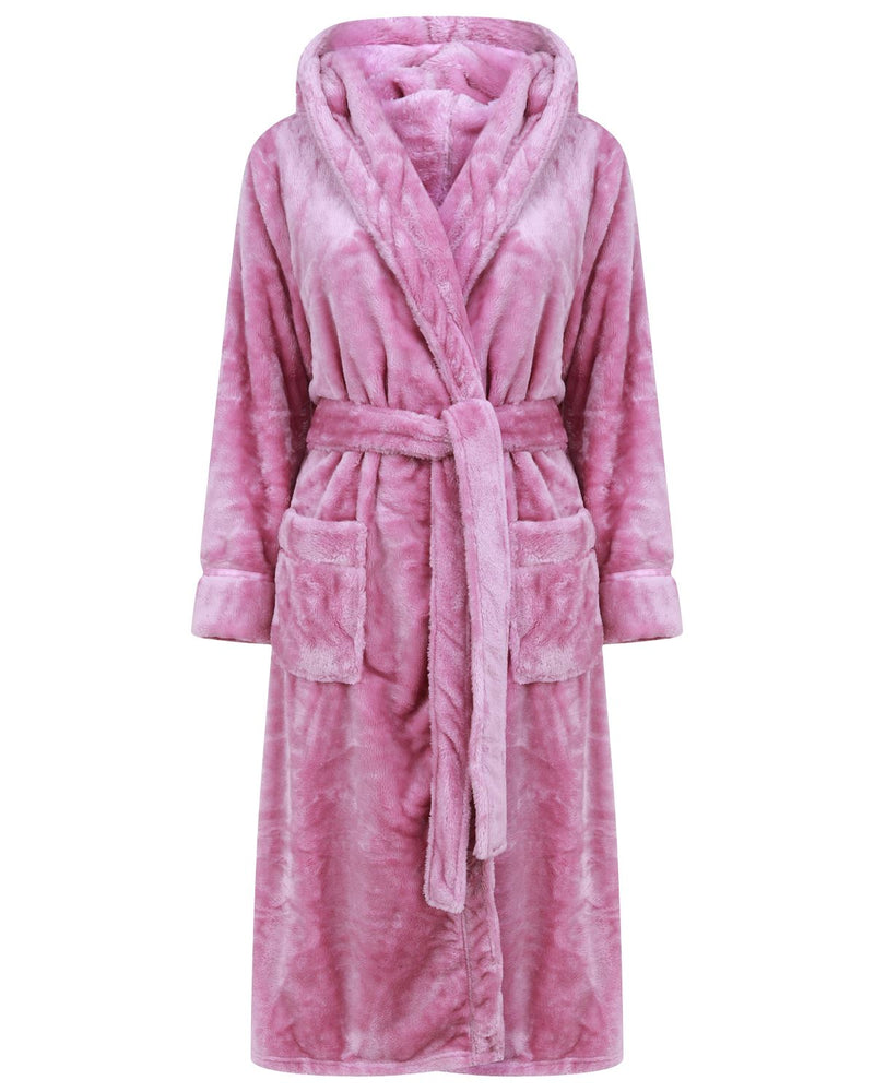 Slenderella Womens Luxury Flannel Fleece 46" Hooded Robe