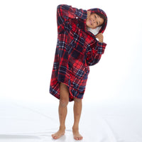 Huggable Kids Red Check Oversized Hoodie