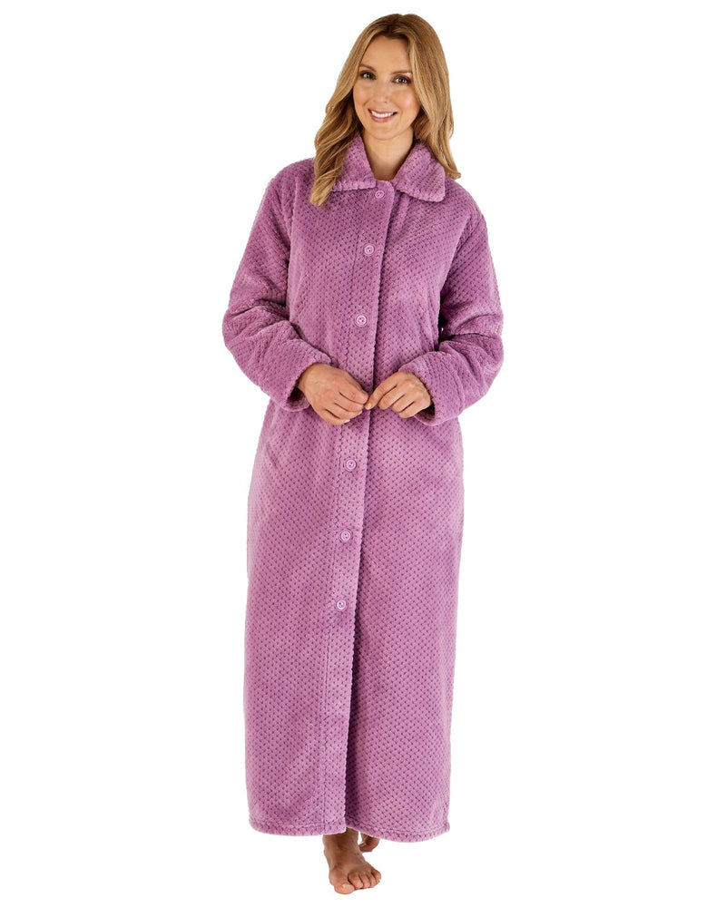 Slenderella Womens 52" Waffle Fleece Button Dressing Gown