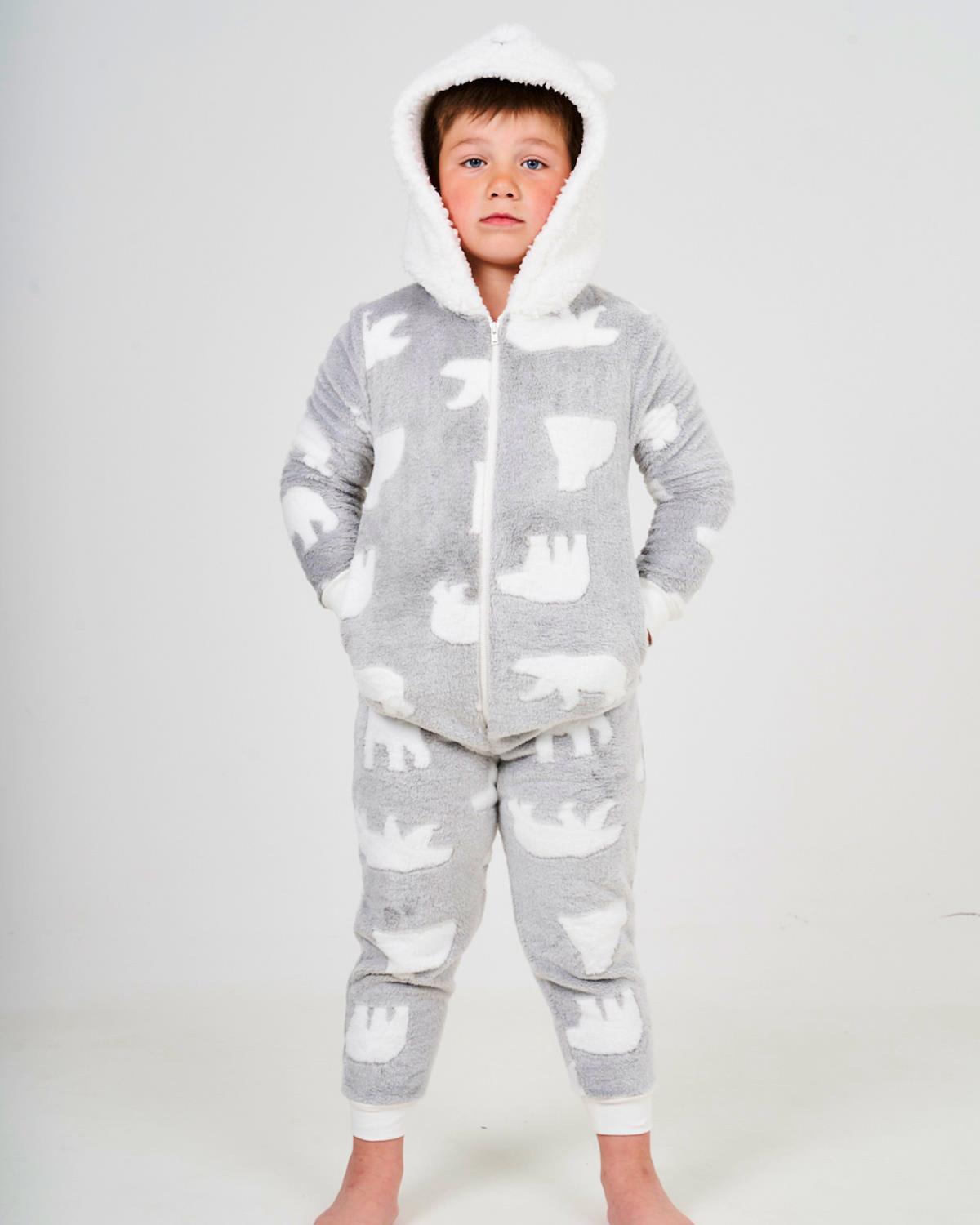 Kids Grey Polar Bear Onesie