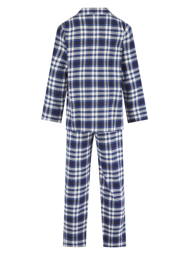 Walker Reid Mens Brushed Cotton Blue Check Pyjamas