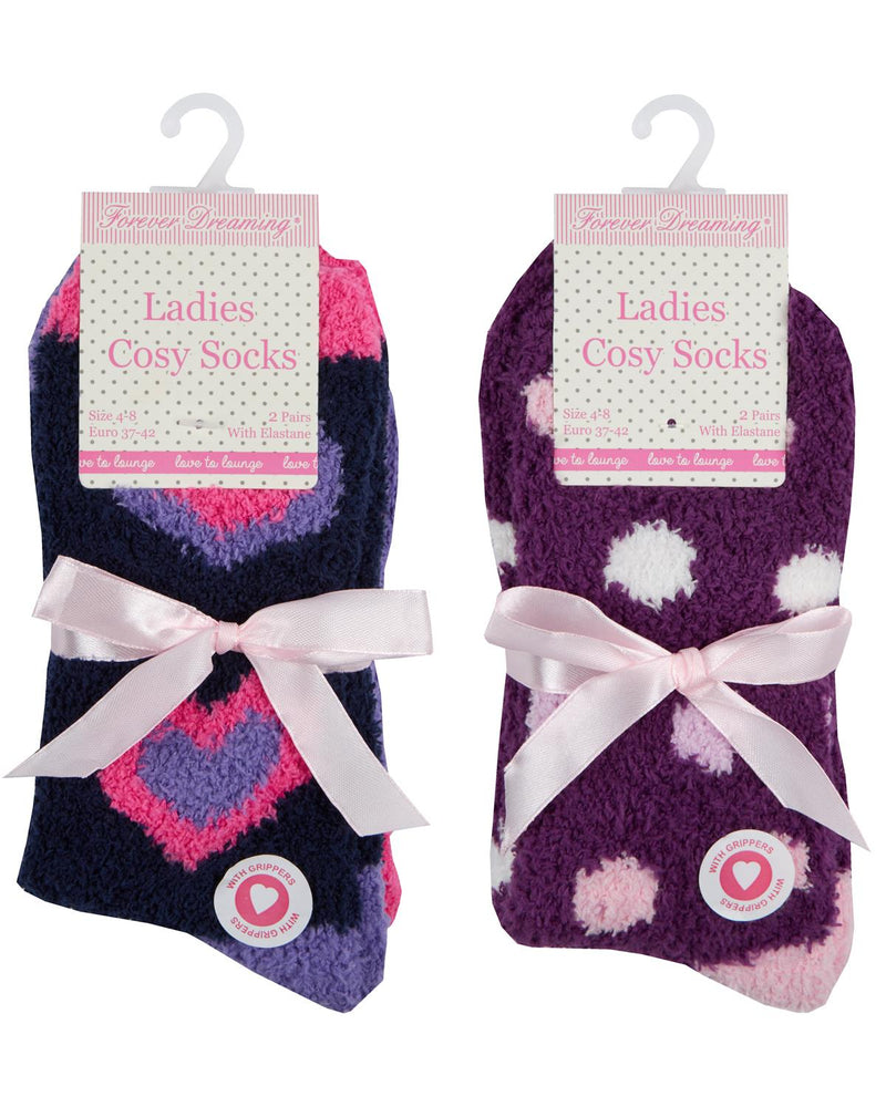 Forever Dreaming Womens 4 Pack Heart & Spot Slipper Socks